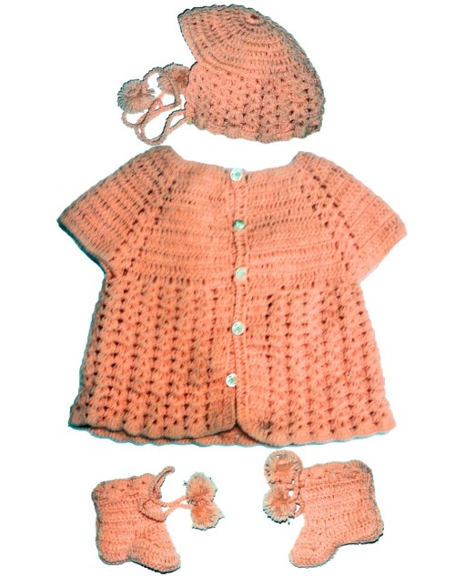  Handmade Woolen Baby Sweaters Full Set Orange